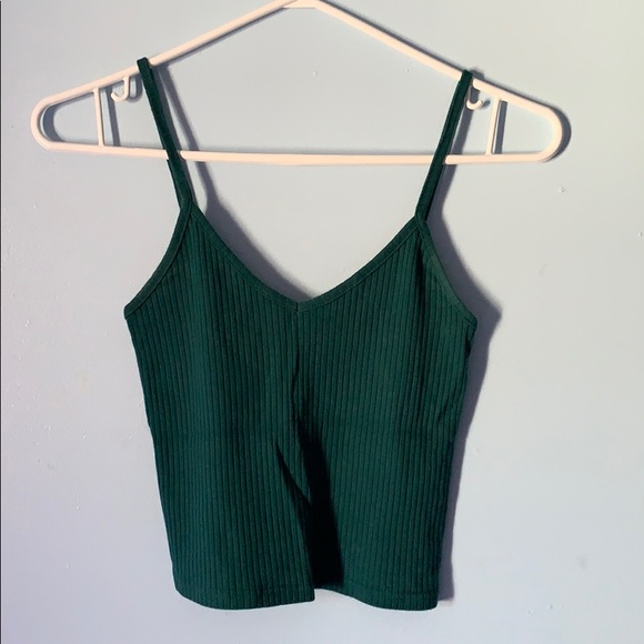 Topshop Crop Tank Top in Forest Green - Picture 2 of 2